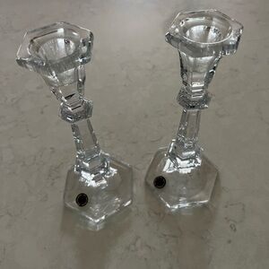 Elegant Clear Glass Candle Holders